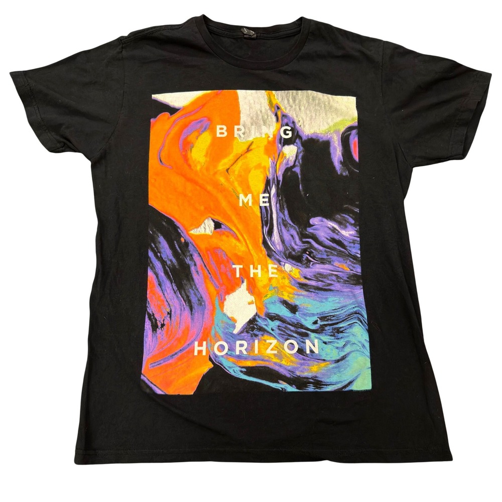 Bring Me The Horizon Band T-Shirt Black Abstract Graphic Tee Mens Medium BMTH